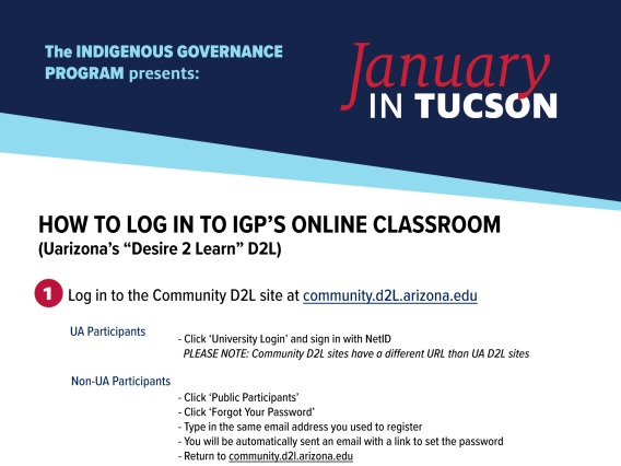 How to log in to D2L for January in Tucson