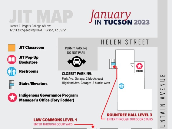 James E Rogers College of Law Map for January in Tucson